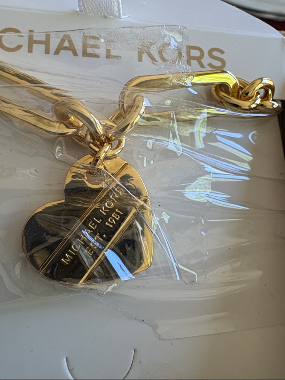 Michael Kors Gold Heart Tag Charm Necklace